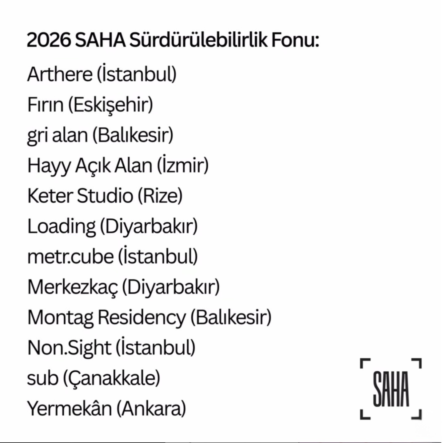 The twelve initiatives supported in 2026